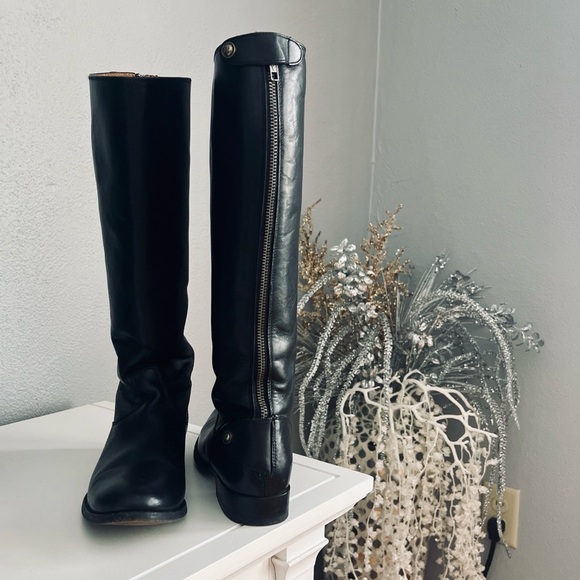 Frye Melissa Button Back Zip Black leather boots women size 6.5 - Picture 8 of 10